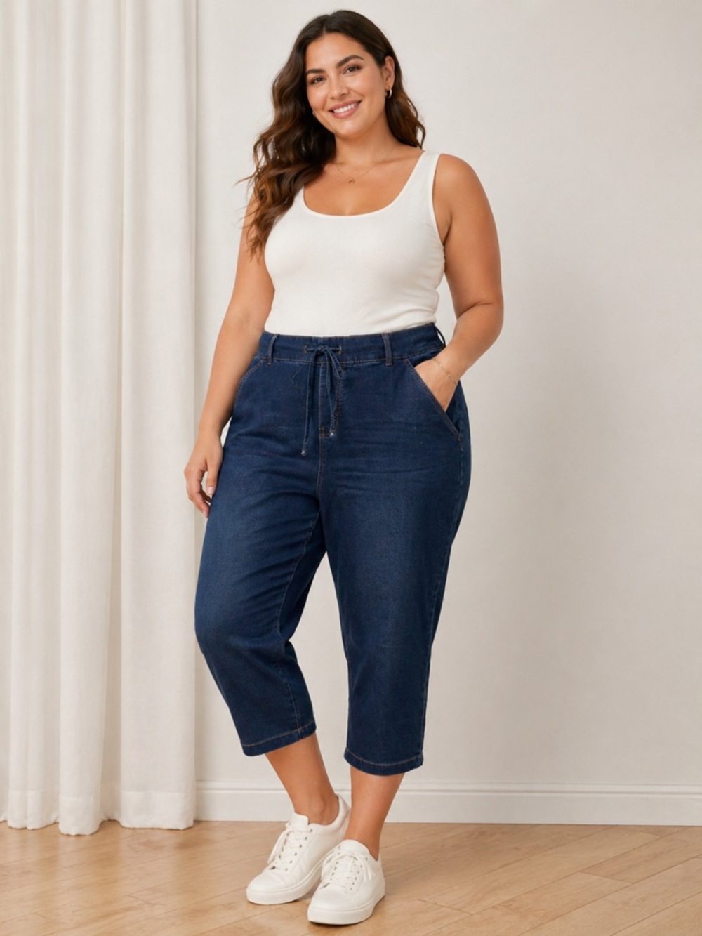 20” w Size 1X Dark Blue Denim joggers